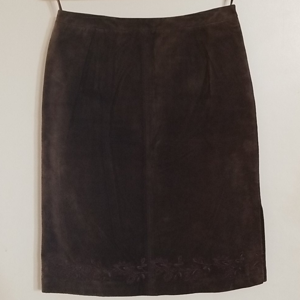 Tyler Boe brown leather midi skirt